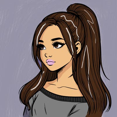 realistic girl with a high ponytail