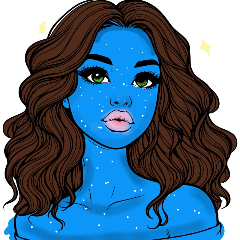 realistic girl with wavy hair and lips