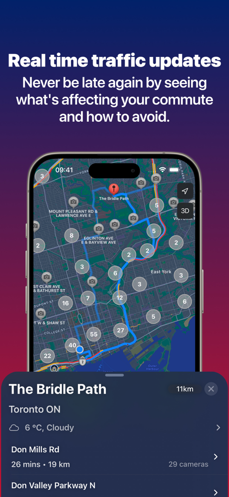 Ontario Road Cameras - トロントの地図上にリアルタイムの交通アップデートとカメラの場所を表示するオンタリオ州道路カメラアプリ。