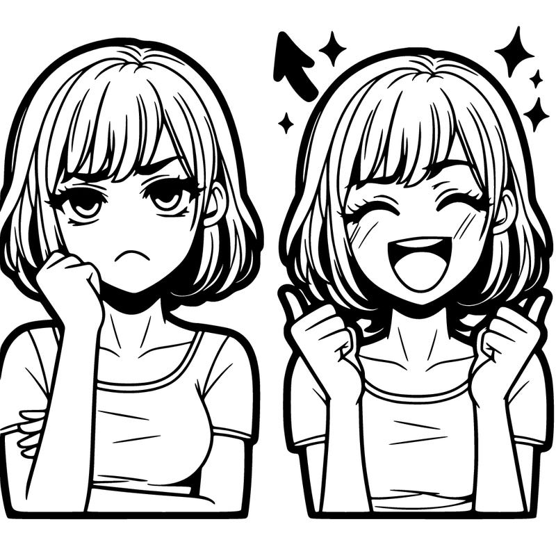 two kinda realistic girls one mad and one happy