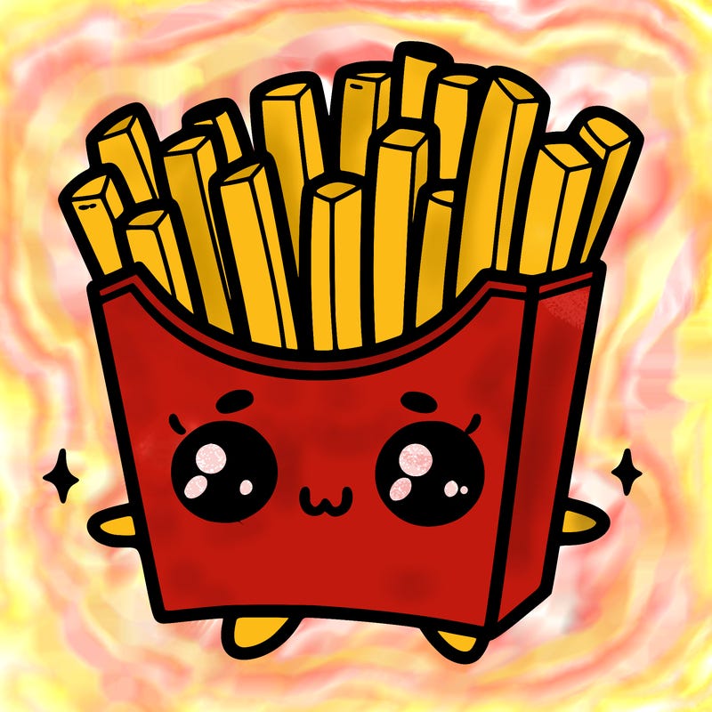 a cute. french fries