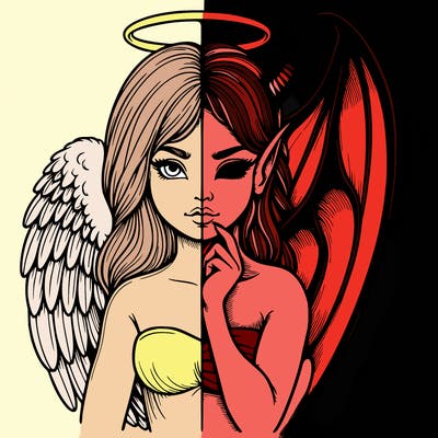 realistic angel half demon