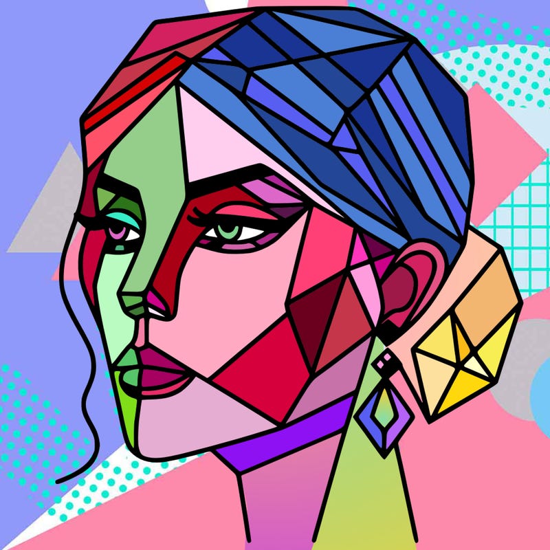 geometric art illustration of a woman's face