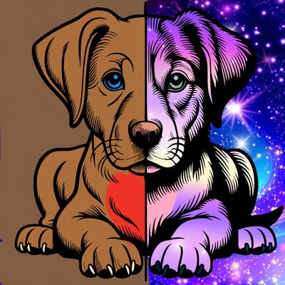 realistic dog split picture