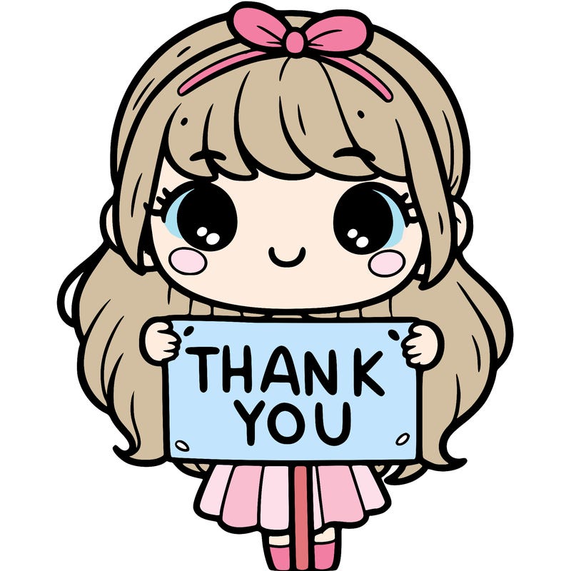 girl holding a thank you sign