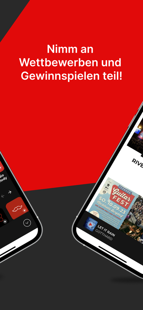 Virgin Radio Switzerland app screen showcasing competitions and contests