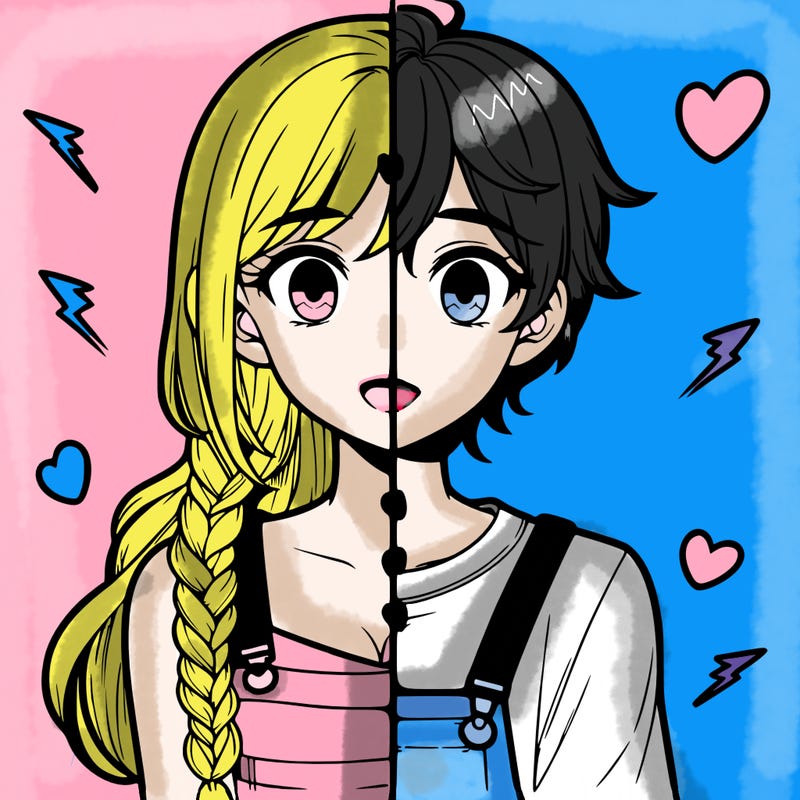 realistic girl boy split