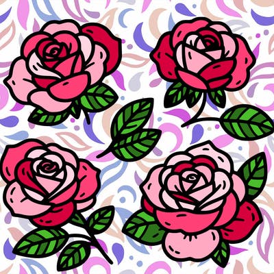 cute four pieces roses