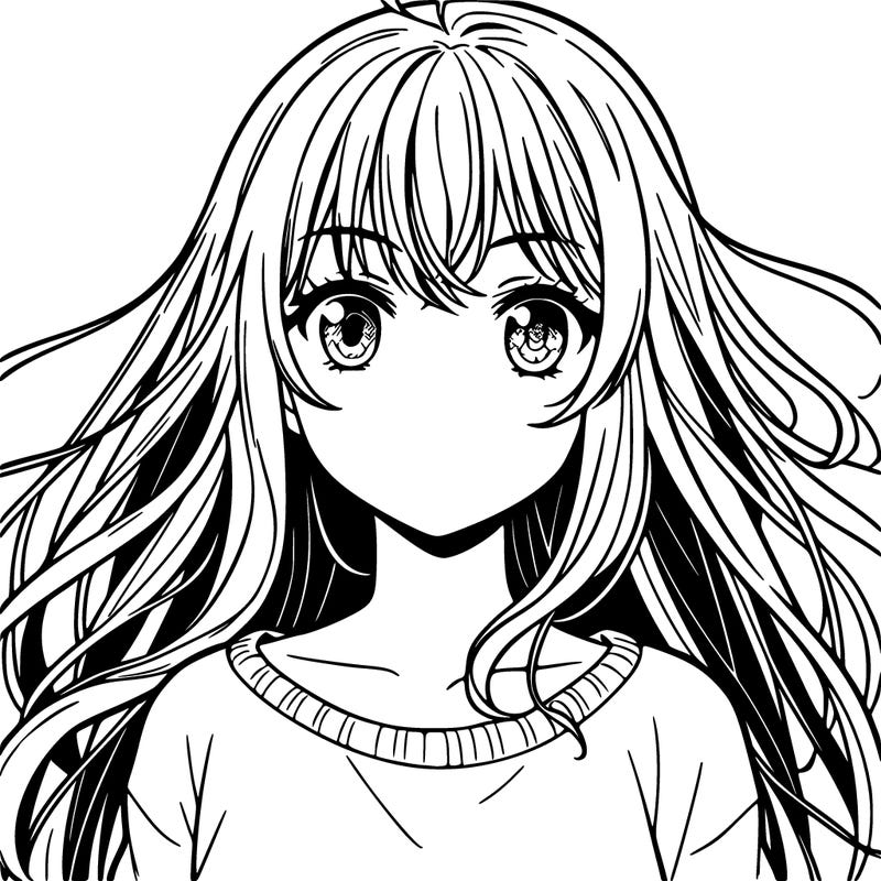 animie girl long hair realistic