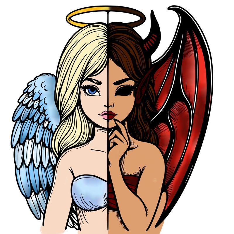 realistic angel half demon