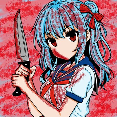 girl holding a knife anime
