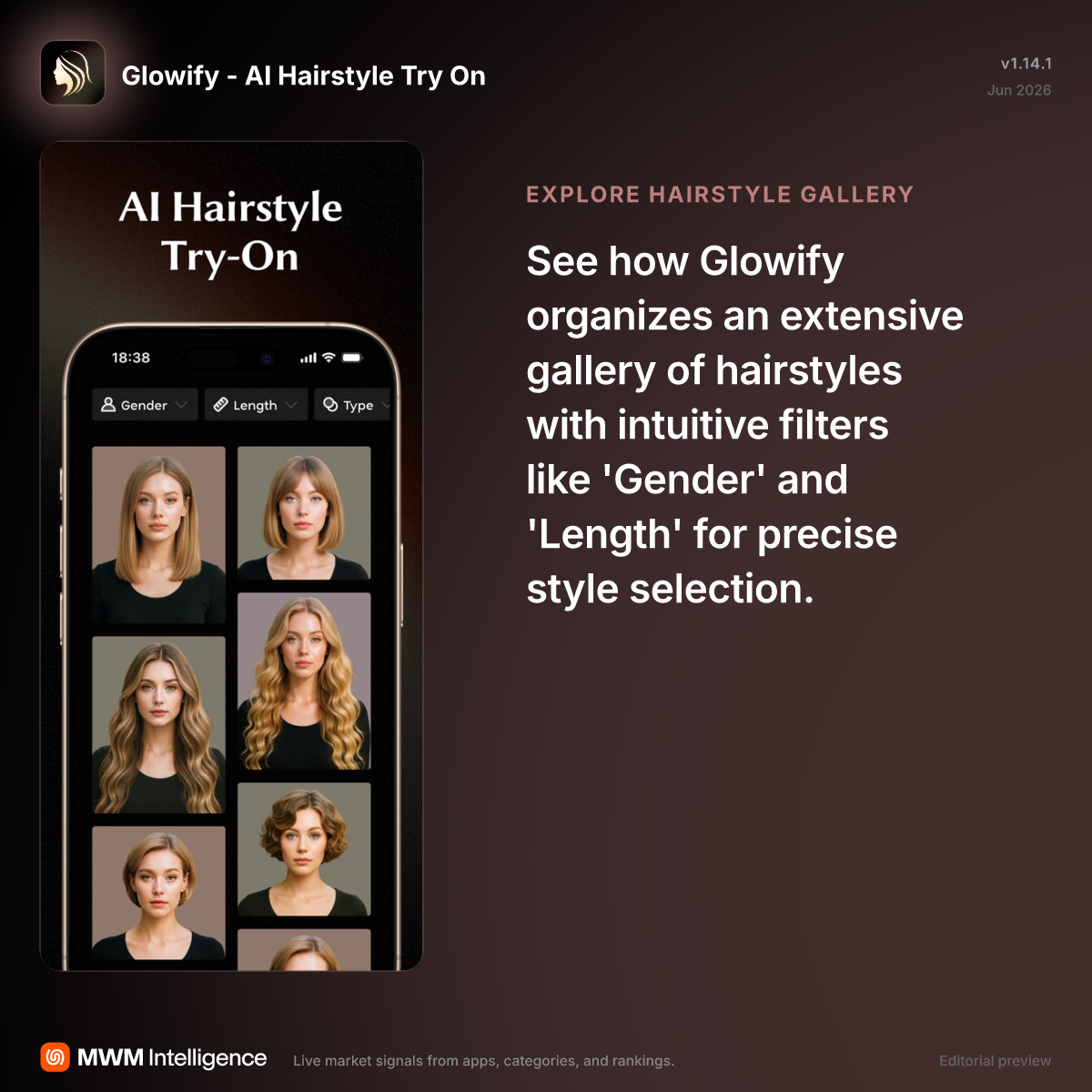 Glowify - AI Hairstyle Try On - Photo & Video App | MWM