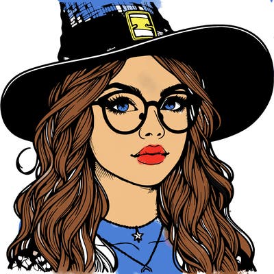 a witch with glasses realistic