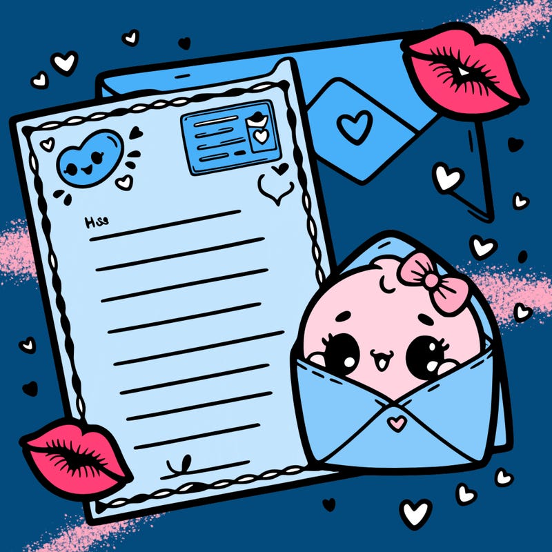 letter card, and kisses, for valentine day