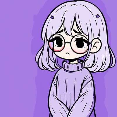 sad girl with glasses in a sweater