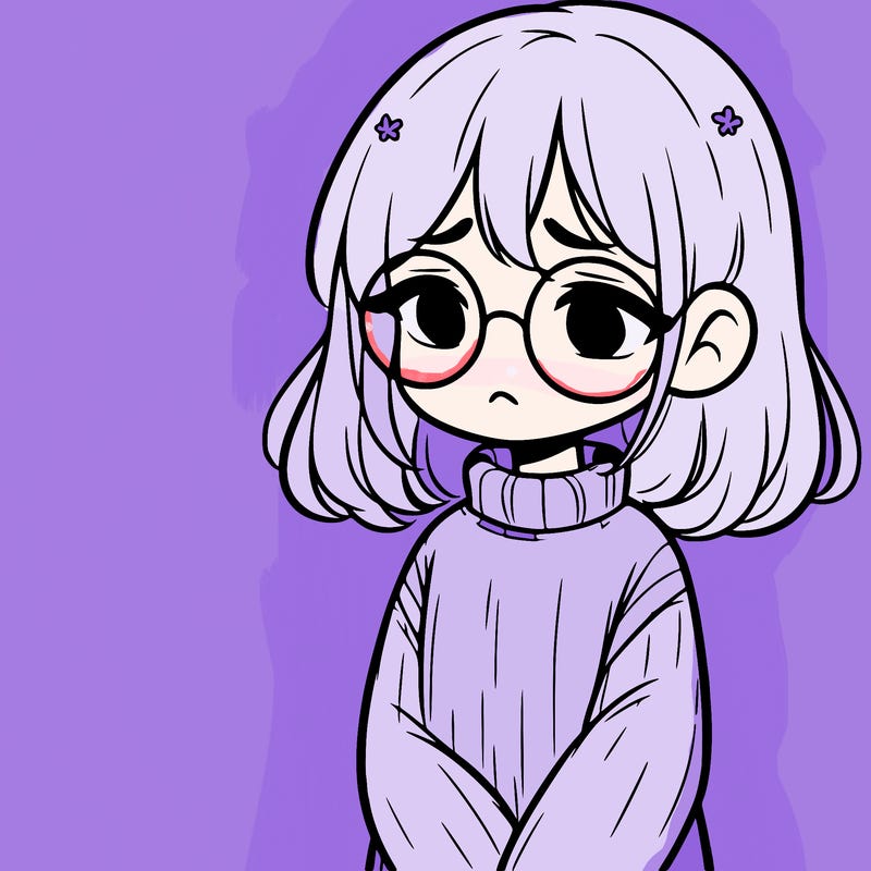 sad girl with glasses in a sweater