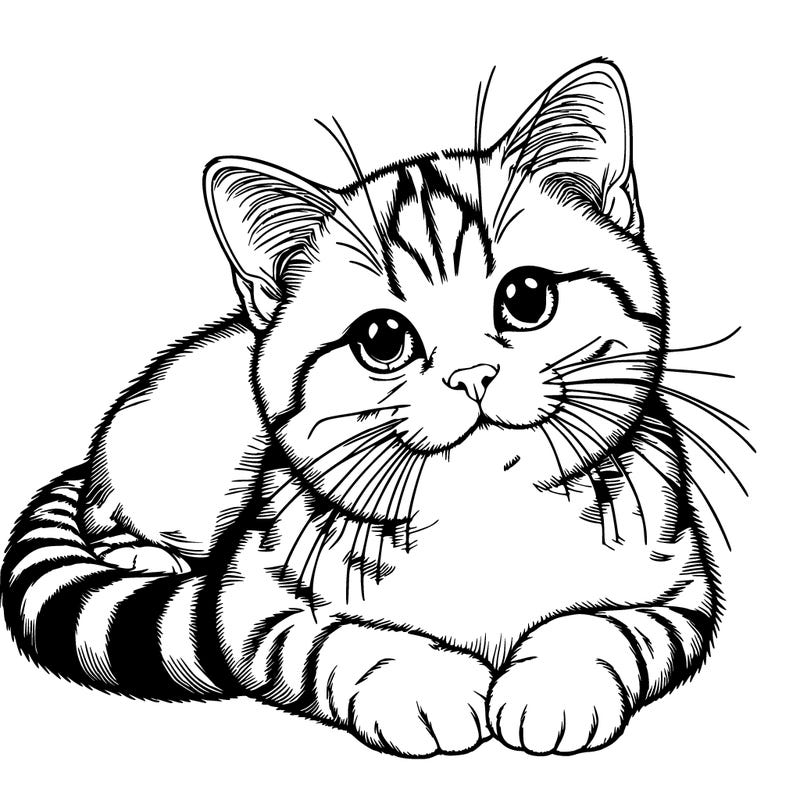 realistic cat with clear lines