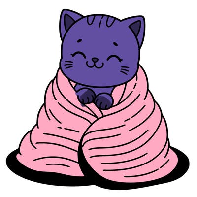 easy cat in blanket