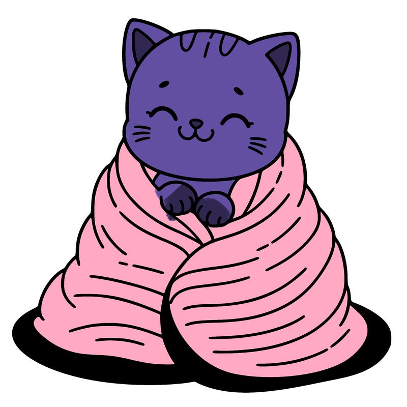 easy cat in blanket