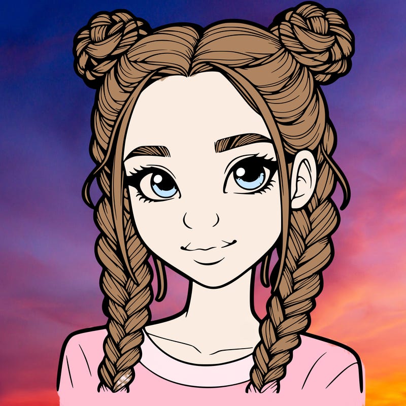realistic girl with braids