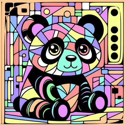 panda painting a large picasso painting