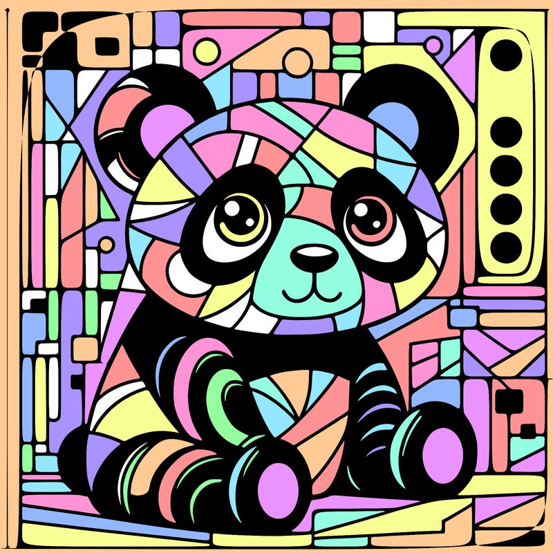 panda painting a large picasso painting