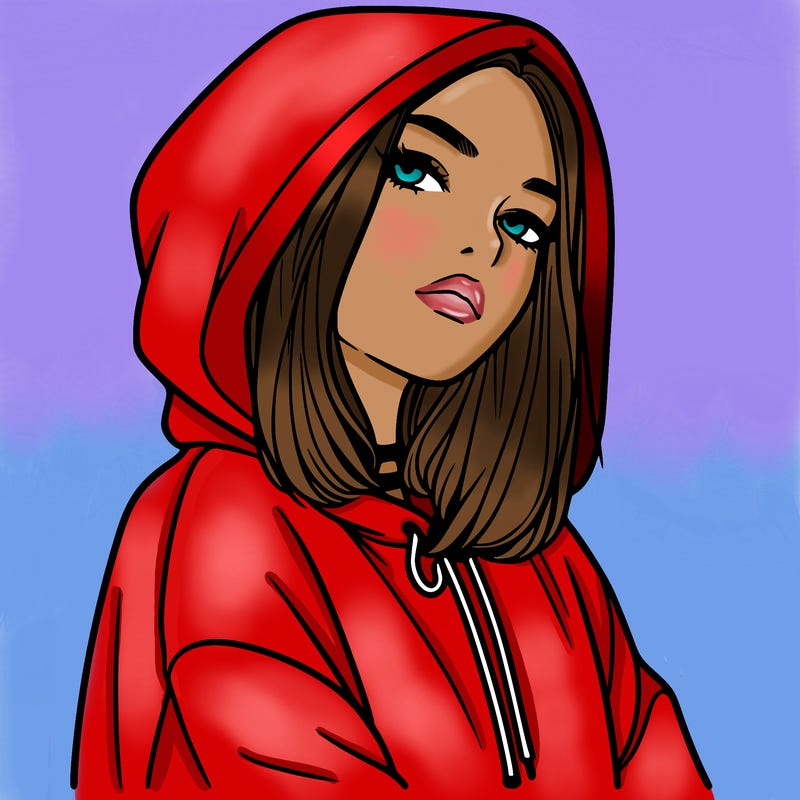a realistic girl in a hoodie