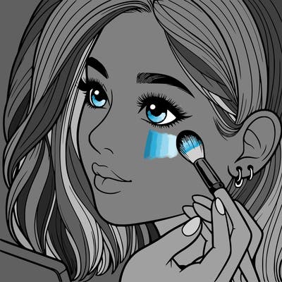 a realistic girl doing her makeup