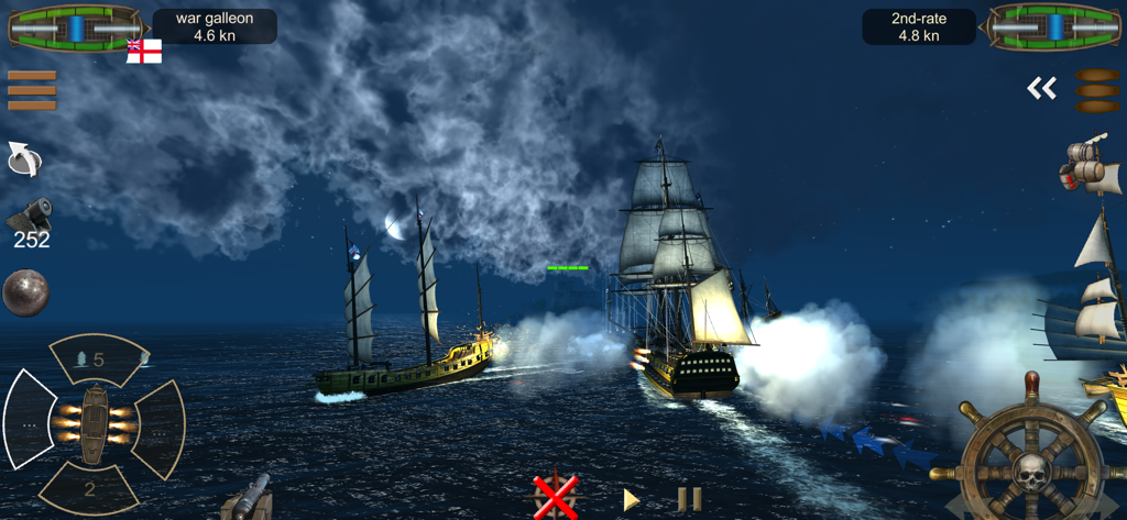 The Pirate: Caribbean Hunt - Nighttime naval combat between pirate ships under a moonlit sky