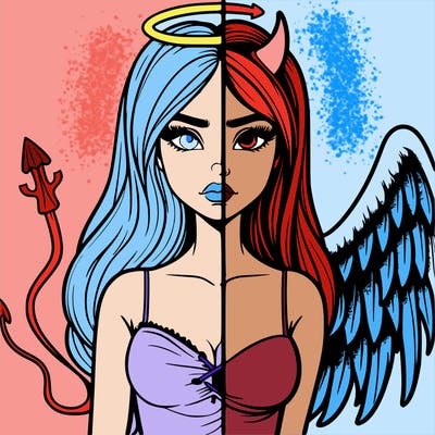 devil vs angel realistic girl