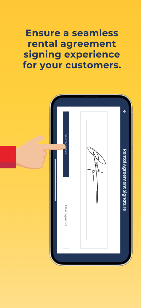 HQ Rentals - Assinatura digital de um contrato de aluguer de carro num dispositivo móvel