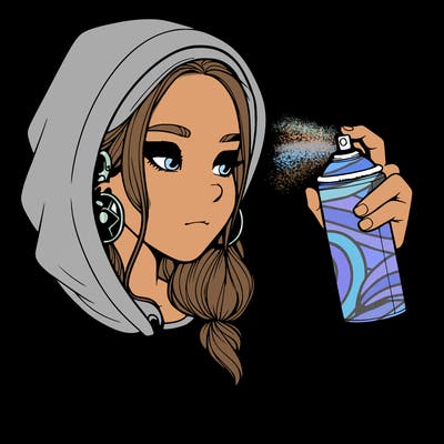 a realistic girl, spray painting