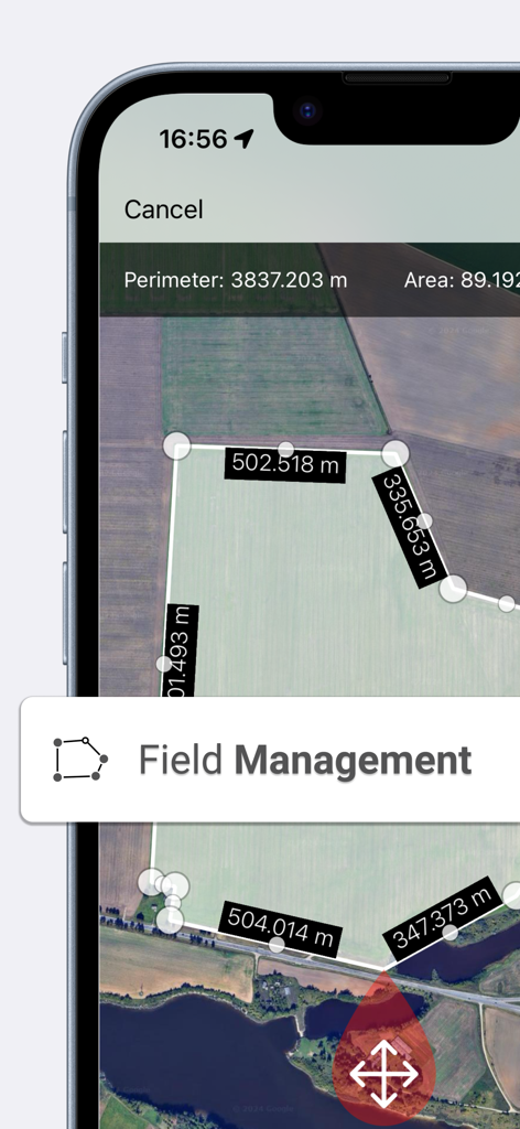 Field Navigator: Tractor GPS - Field Navigator app showing field management and boundary mapping on a satellite view