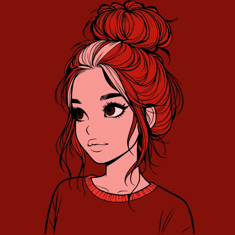 realistic girl with a messy bun