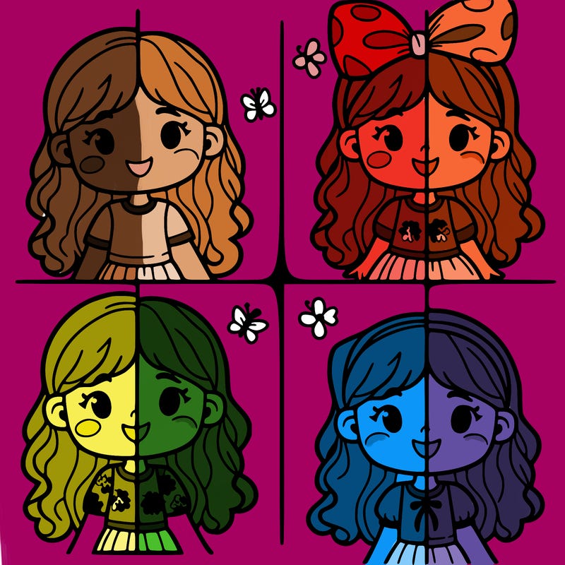 girl split into 4 areas