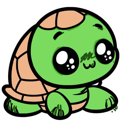 cute little animated turtle