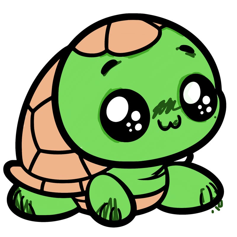 cute little animated turtle
