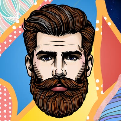 detailed face portrait with beard