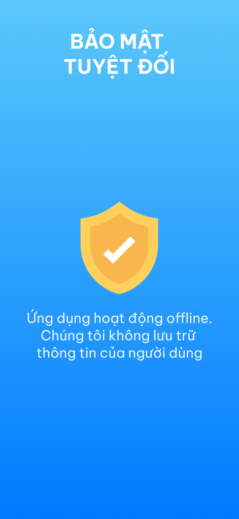 Quét CCCD & Xác thực - Nixtech - 오프라인 운영 및 데이터 보호를 강조하는 Nixtech CCCD 스캔 앱의 보안 및 개인 정보 보호 화면