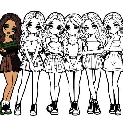 a group of girls realistic