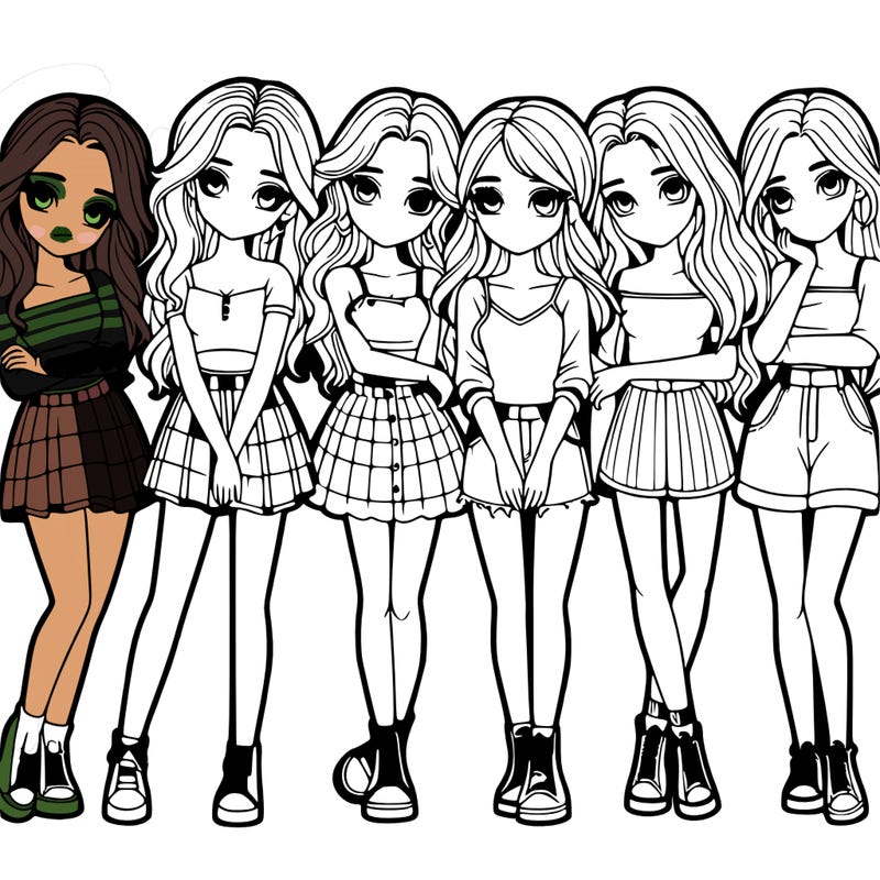 a group of girls realistic