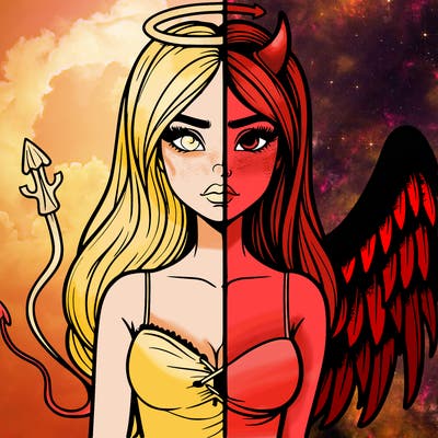 devil vs angel realistic girl