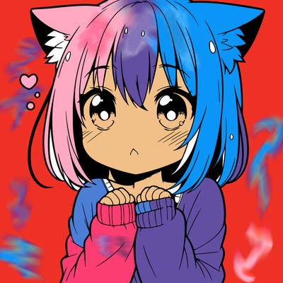 shy anime catgirl