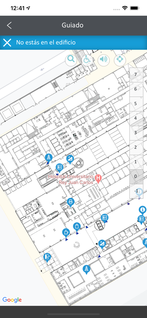 H.U Rey Juan Carlos - Indoor navigation map of the Hospital Universitario Rey Juan Carlos showing different floors and facility icons