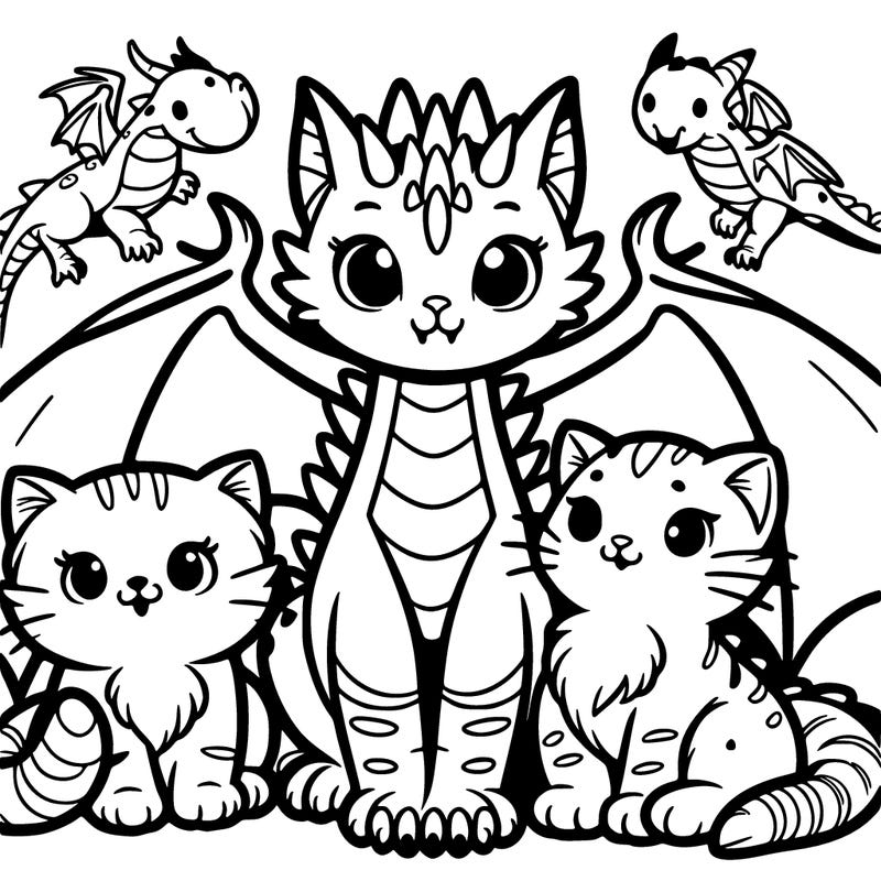 kitties with a dragon