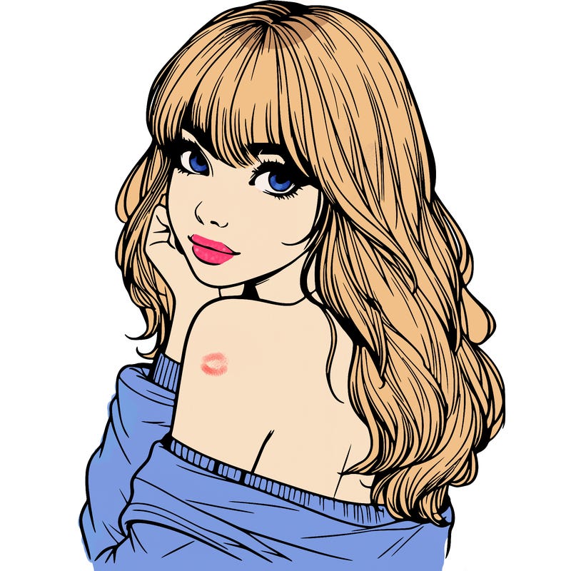 realistic girl with bangs looking over her shoulder