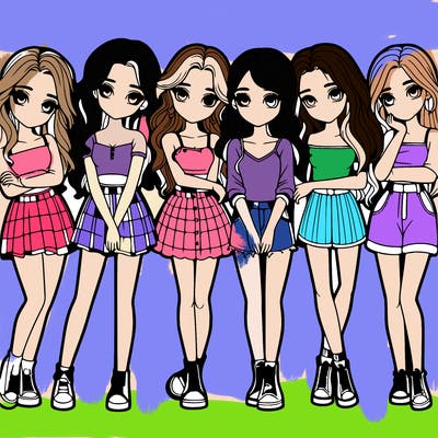 a group of girls realistic