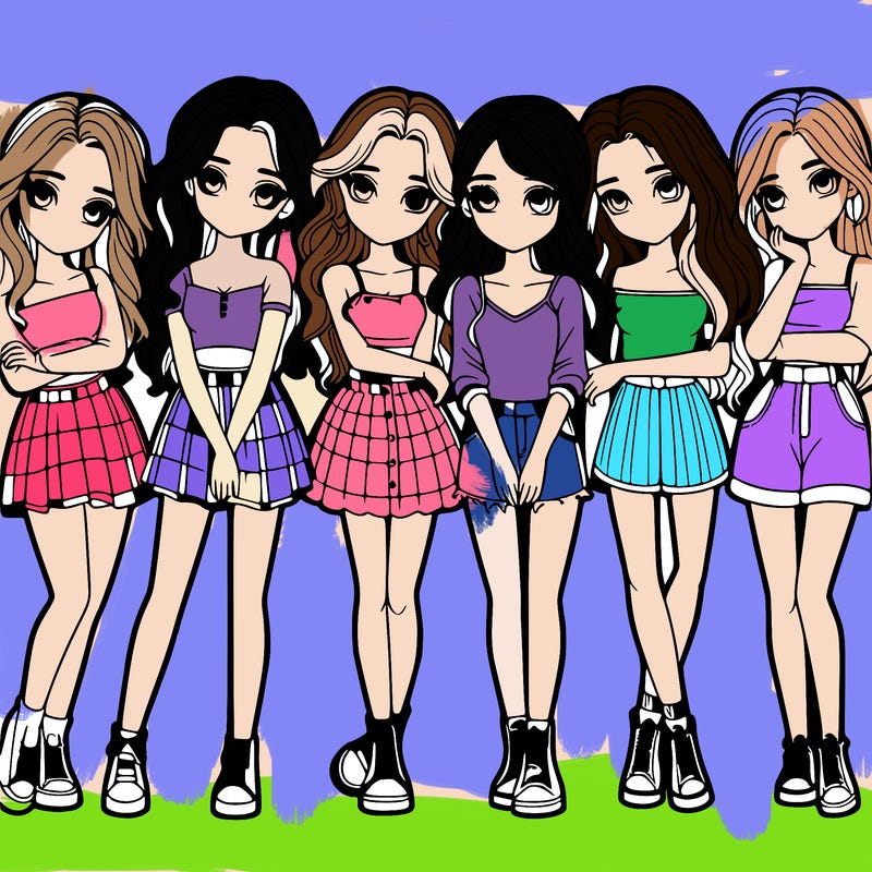 a group of girls realistic