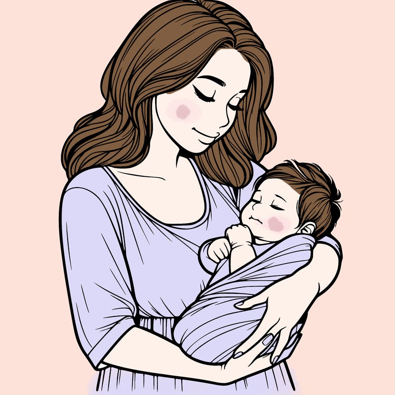 mother holding baby realistic