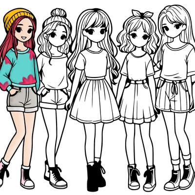 a group of five girls